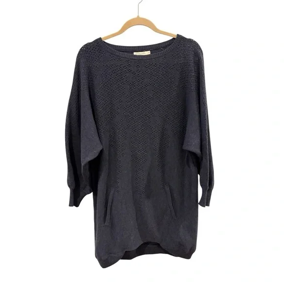 Micaela Greg Wool Tunic Sweater Blue Oversized Knit Pockets S/M - Picture 2 of 8